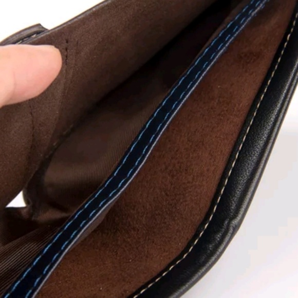 Mens wallet Navy Blue Gift vegan leather Bi-fold - Picture 2 of 6